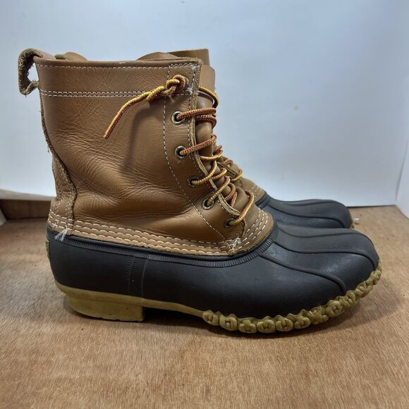 LL Bean Duck Boots Women Size  9 Rubber Moc Gum Shoes Low Top Brown Leather - Picture 1 of 9
